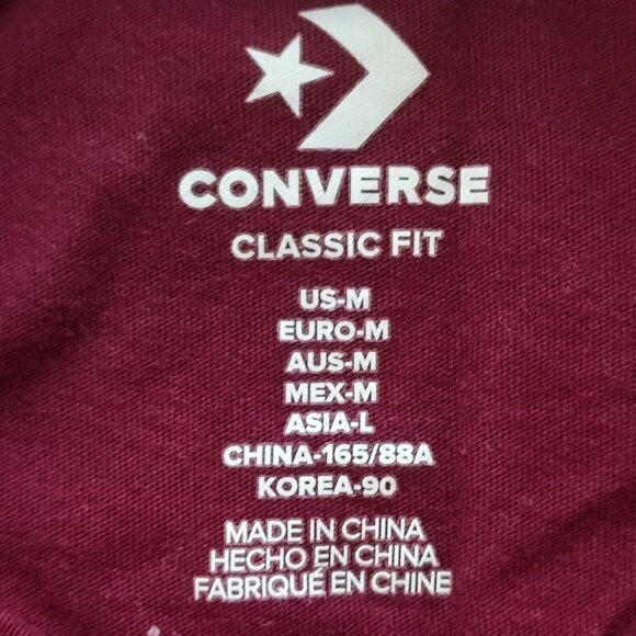 Converse T-shirt classic fit burgundy with traditional logo women's size M - Picture 5 of 5